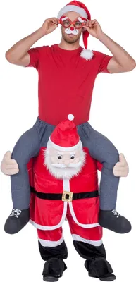Produktbild von W99805-54 rot Damen Herren Weihnachtsmann CARRY ME Huckepack trag mich Kostüm Gr.54