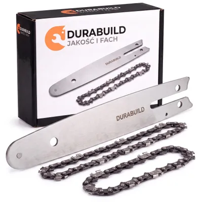 Produktbild von Sägekette & Schwert Set 6 & 8 Zoll für Mini Akku Kettensäge, 2 Ketten + 1 Führungsschiene, 37/45 Treibglieder, 1/4 Zoll Teilung, 1,1 mm Nutbreite, KI-generiertes Bild