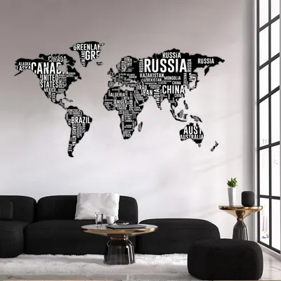 Zdjęcie produktu dla Giallobus - Mapa świata – nazwy kontynentów – dekoracja ścienna z drewna MDF - 190D x 105D cm - Drewno MDF - Nomi continenti