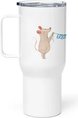 Produktbild von Mr. & Mrs. Panda Thermobecher Maus Pinguin Geburtstag - Weiß - Geschenk, Happy Birthday, Thermos-Becher, Geburtstage, Kaffee-to-go-Becher, To-Go-Becher, Teetasse