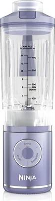 A purple Ninja blender is shown against a white background.