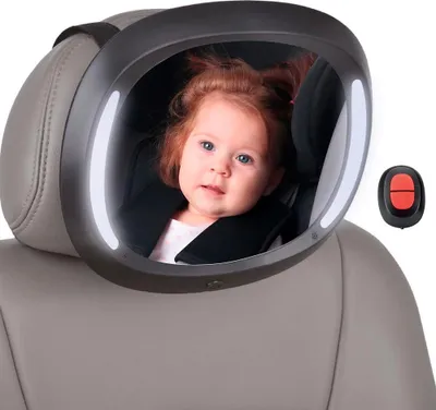 Immagine prodotto di Specchio auto baby LED 32 x 25 cm acrilico nero 2 pezzi