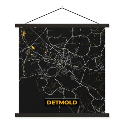 Produktbild von MuchoWow® Textilposter Detmold - Stadtplan - Gold - Karte - Deutschland 40x40 cm mit schwarzem Rahmen - Fotos