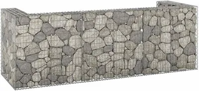 Produktbild von Mülltonnenhaus Außen Gabionenwand für Mülltonnen Verzinkter Stahl 325x100x110 cm, Mülltonnenschuppen Mülltonnenverkleidung Müllcontainer für Mülltonnen, Garten, Hof
