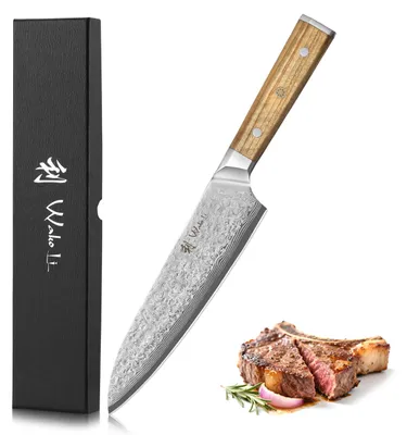 Koksmes 20 cm, Damaststahl VG10, Olivenholzgriff, Geschenkbox