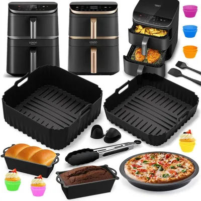 Immagine prodotto di Set di accessori per friggitrice ad aria calda, composto da 22 pezzi, compatibile con modelli da 10,8 litri, include: stampi in silicone, pinza, spatola