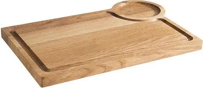 Produktbild von APS 808 Servierbrett OAK, Eichenholz, Saftrinne, mit Absatz Ø 9,5 cm, 37 x 25 cm, Höhe 2 cm