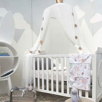 Produktbild von Famanu Bettvorhang für Mädchen - Prinzessinnen-Vorhang - Moskitonetz für Babyzimmer und Spielraum - Weiß