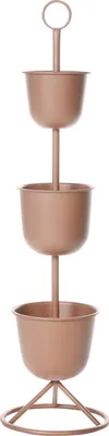 Produktbild von BELIANI Pflanzenständer Braun Metall 110 cm Hoch 3 Etagen Rund ⌀ 28 cm Modernes Design In- u. Outdoor Terrasse Balkon Blumensäule Pflanzturm Blumenturm