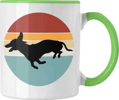 Produktbild von Trendation - Dackel Tasse Geschenke Dachshund Rauhaardackel Lustig Vintage Silhouette (Grün)