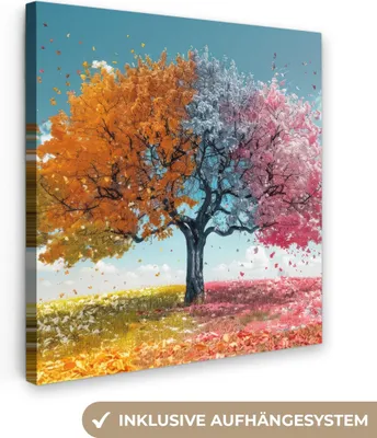 Zdjęcie produktu dla MuchoWow® - Obraz na płótnie - Drzewo - Kolorowe - Natura - Drzewo życia, fototapeta, dekoracja ścienna, obrazy do salonu, 90x90cm