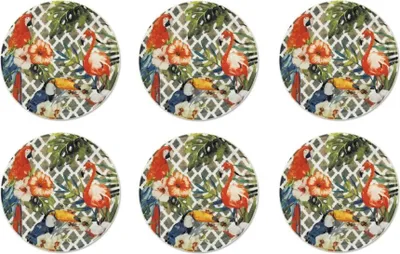 Immagine prodotto di Excelsa set di 6 piatti da pizza in porcellana Tropical Chic 31,5x2x31,5 cm Colorato