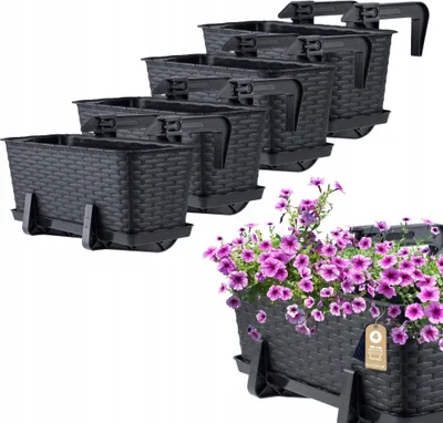 Produktbild von KADAX kvetináč "Castro", kvetináč s uškami, 40 cm, antracit, 4 kusy