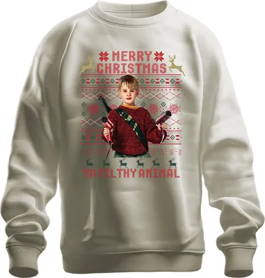 Zdjęcie produktu dla Merry Christmas Ya Filthy Animal Christmas Kevin Cult Humour Uni Bluza Pullover, Nature, S