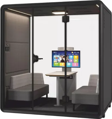 Zdjęcie produktu dla Luksusowa kabina akustyczna Casa Padrino czarna / szara 220 cm - Podświetlana kabina akustyczna / kabina biurowa
