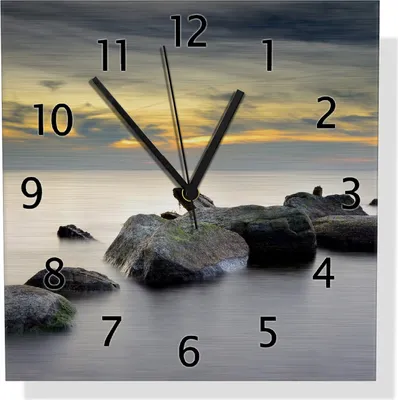 Produktbild von Wallario Design Wanduhr Mystische Felsen im Meer aus Aluverbund, Größe 30 x 30 cm