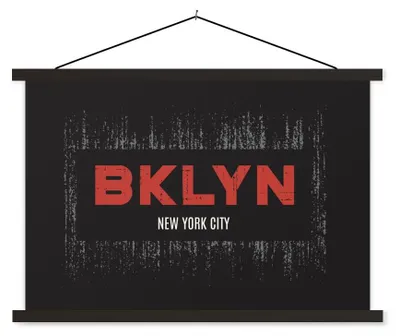 Produktbild von MuchoWow® Textilposter New York - Brooklyn - Schwarz 120x80 cm mit schwarzem Rahmen - Wanddeko