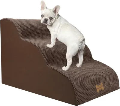 Produktbild von Hundetreppe 3 Stufen, 60x40x40 cm, für Bett, Schaumstoff, mit waschbarem Bezug und Antirutsch