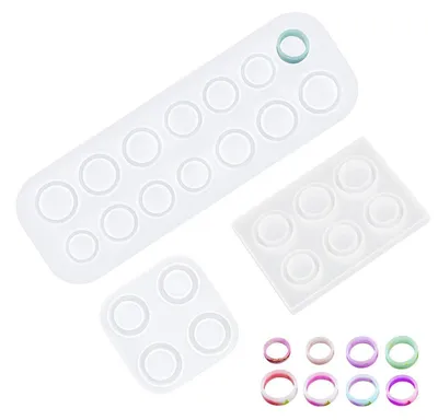 Productafbeelding van Siliconen ringvormen set, 3 stuks, voor epoxyhars sieraden, gietvormen voor ringen, oorbellen en hangers