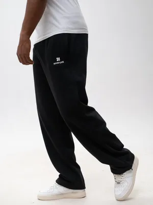 Produktbild von Herren Baggy  Jogginghose Schwarz GOOD LUCK Wide Loose Clover kleines Logo L