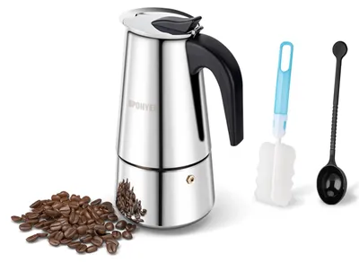 Moka-Kanne 6 Tassen 300 ml Edelstahl für Gas & Induktion