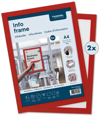 Produktbild von EUROPEL Magnetrahmen INFO FRAME DIN A4 rot 2 Stück