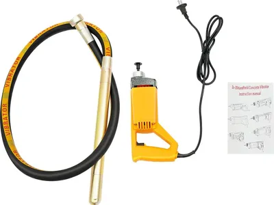 Produktbild von Betonrüttler - Handgerät elektrisch - 1300 W - 4300 U/min - 2 m Rüttelwelle - Geräuscharm -  - Gelb