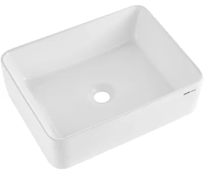 Produktbild von Omgoods – Rechteckiges Keramikwaschbecken – Weiß, modernes Design, 482 x 373 x 135 mm