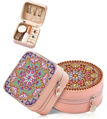 2er-Set Diamantmalerei-Schmuckkästchen rosa, DIY-Bastelset mit Strass