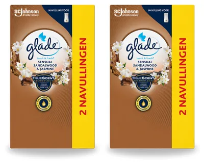 Immagine prodotto di 2 ricariche Glade Touch & Fresh – Sandalo e gelsomino sensuali – 10 ml – Confezione vantaggiosa – 2 pezzi