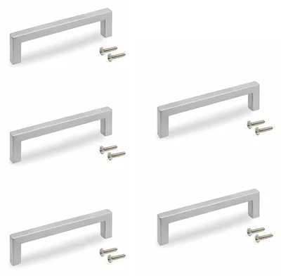 Immagine prodotto di Emuca Set di 5 maniglie per mobili Habana, L136 mm, interasse 128 mm, zama, nichel satinato
