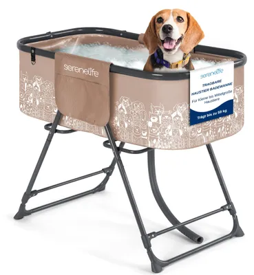Produktbild von SereneLife Hundebadewanne – Faltbare & Erhöhte Haustierbadewanne mit Abfluss & 3