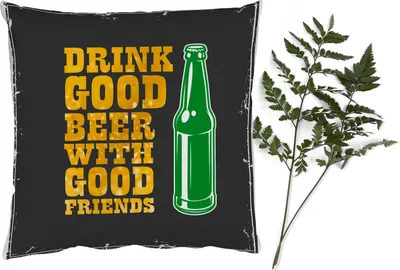Produktbild von MuchoWow® Zierkissen Sofakissen Wohnzimmer Dekokissen 40x40 cm Mancave - Bier - Flasche - Zitate - Vintage - Foto Kissen - Schlafzimmer Dekoration