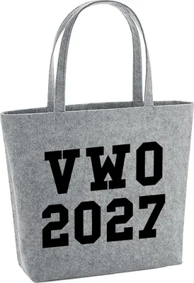 Produktbild von Huuraa Filzshopper VWO 2027 Abschluss Niederlande 22 Liter Grey Melange Filztasche Geschenkidee