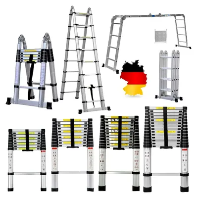 Produktbild von Teleskopleiter 4.4M Klappbar Leiter Stehleiter Mehrzweckleiter Ausziehbar Aluleiter Leiter Klappleiter, 150 kg/330 Pfund Belastbarkeit