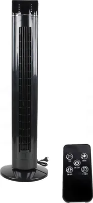 Produktbild von JUNG LIFETIME Ventilator leise mit Fernbedienung & Timer 107cm schwarz/silber, 60W, ENERGIESPAREND, 75° Oszillation, Lüfter Standventilator für Schlaf