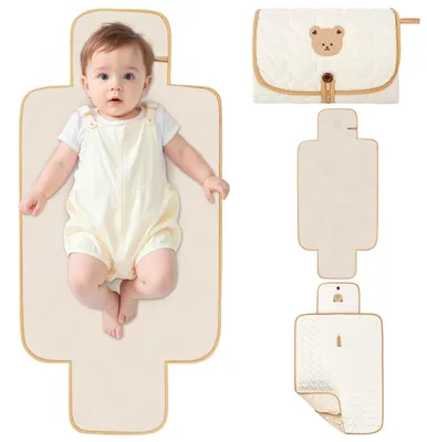 Immagine prodotto di Fasciatoio portatile da viaggio - Impermeabile e pieghevole - 87 x 57 cm - Con borsa portaoggetti