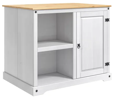 Image de Chariot de cuisine 2 pcs Blanc et Cire de Miel Pin massif