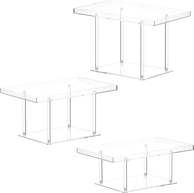 Produktbild von 3-teiliges Cupcake-Dessert-Tischdisplay-Set, einfache Montage, vielseitiges Design, transparente Dessert-Gebäck-Lebensmittel-Leckerli-Stufen, Keks-Dessertplatte
