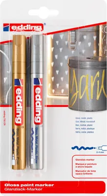 Produktbild von Edding e-750, Gold, Silber, Gold, Silber, Rund, 2 mm, 4 mm, Glas, Metall, Kunststoff