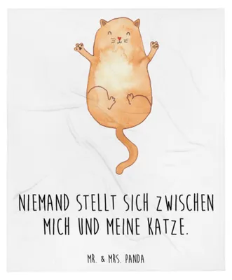 Produktbild von Mr. & Mrs. Panda Kuscheldecke Katze Umarmen - Weiß - Geschenk, Liebe, Cats, Decke, Plaid, Tagesdecke, Wohndecke, Sofadecke, Katzen