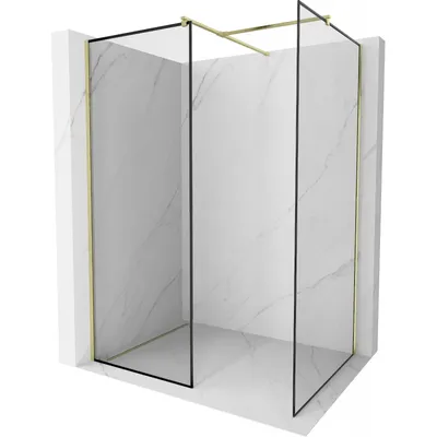 Obrázok produktu pre Mexen Kioto sprchová stena Walk-in 140 x 120 cm, čierny vzor, zlatá brúsená - 800-140-202-55-70-120