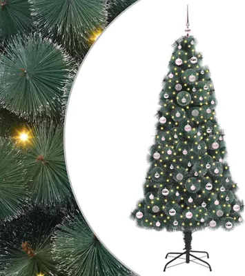 Obrázek produktu pro Umělý předsvícený vánoční stromek se sadou koulí Zelená 240 cm
