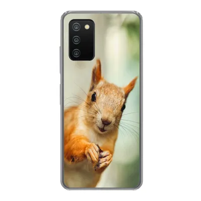 Produktbild von MuchoWow® Handyhülle Schutzhülle Hülle für Samsung Galaxy A03s Eichhörnchen - Lustig - Nuss - Kinder - Jungen - Mädchen - Kind Silikon Softcase Handy Hülle - Schutz
