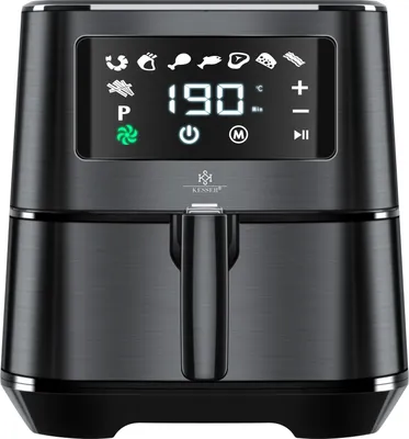 Produktbild von Kesser® XXL 5,5 Liter Heißluftfritteuse Edelstahl  | inkl.Brotbackkorb | 1700W Friteuse Fritteuse Airfryer | Touch Display | 8 Programmen | ohne ÖL | ✓ Backofen ✓ Heißluft ✓ Grill | Fettfrei