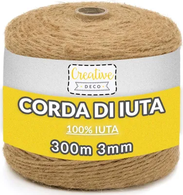 Creative Deco 300m Corda Juta| Spago Spessore 2-3 mm