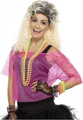 Produktbild von Pinkes 80er Jahre Netz Shirt für Fasching Größe: M/L