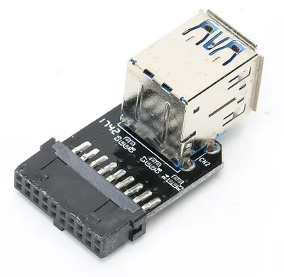 Image de Adaptateur 19 broches vers USB 3.0 à 2 ports, noir, en ABS, accessoires informatiques