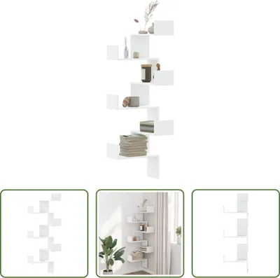 Produktbild von The Living Store Wand-Eckregal Weiß 45x45x147 cm Holzwerkstoff