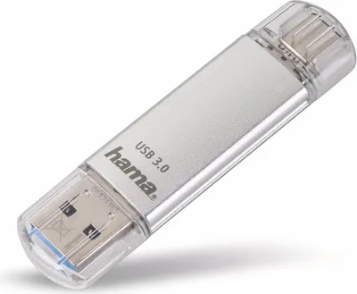 A silver and clear USB 3.0 flash drive is shown against a white background.